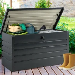 Coffre de rangement extérieur étanche en métal gris 350 L