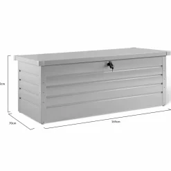 Coffre de rangement extérieur étanche en métal gris clair 600 L