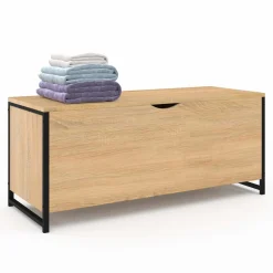 Coffre de rangement style industriel bois et noir