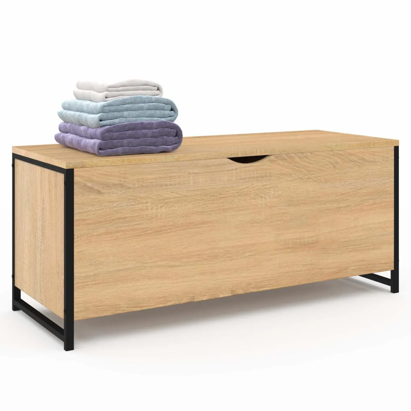 Coffre de rangement style industriel bois et noir