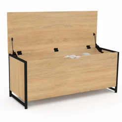 Coffre de rangement style industriel bois et noir
