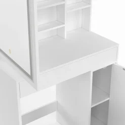 Coiffeuse blanche avec miroir LED et rangements