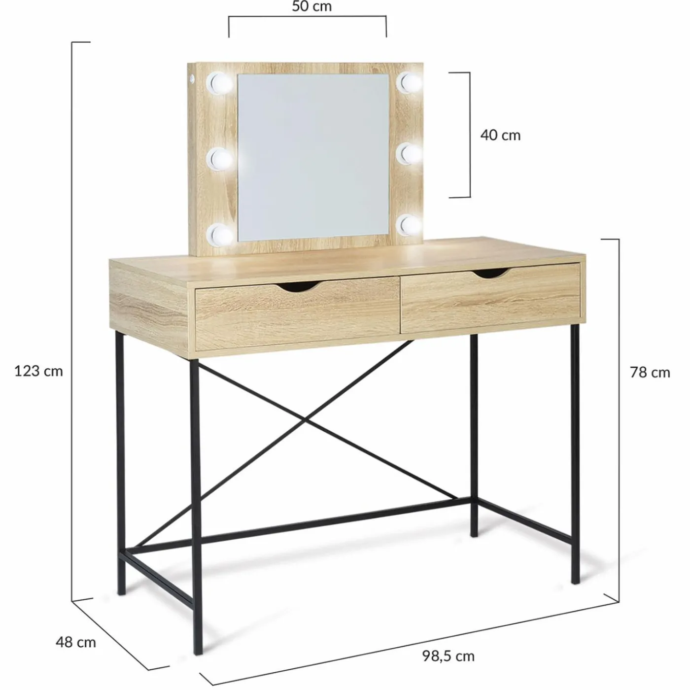 Coiffeuse industrielle avec éclairage
