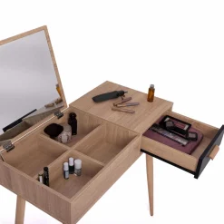 Coiffeuse scandinave miroir rabattable hêtre et noir
