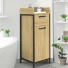 Colonne de rangement d'appoint salle de bain design industriel 1 tiroir 1 placard