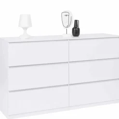 Commode 6 tiroirs 140 cm bois blanc