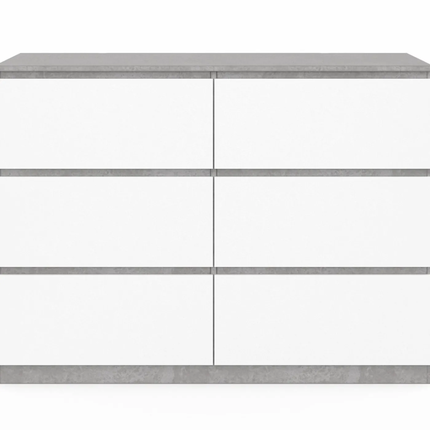 Commode 6 tiroirs blanche effet béton