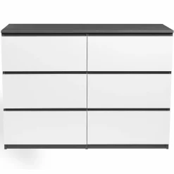 Commode 6 tiroirs blanche et grise