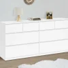 Commode 8 tiroirs bois blanc 160 cm