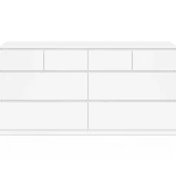 Commode 8 tiroirs bois blanc 160 cm