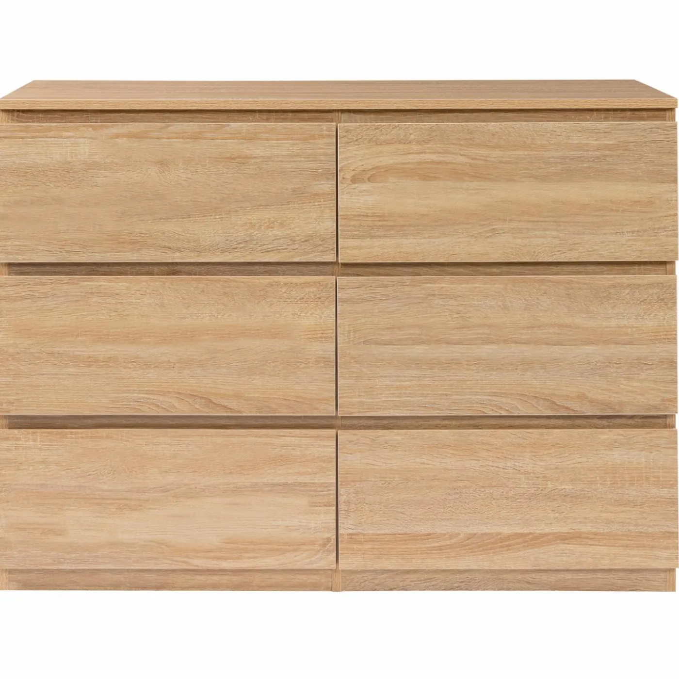 Commode 6 tiroirs bois façon hêtre 110x80 cm