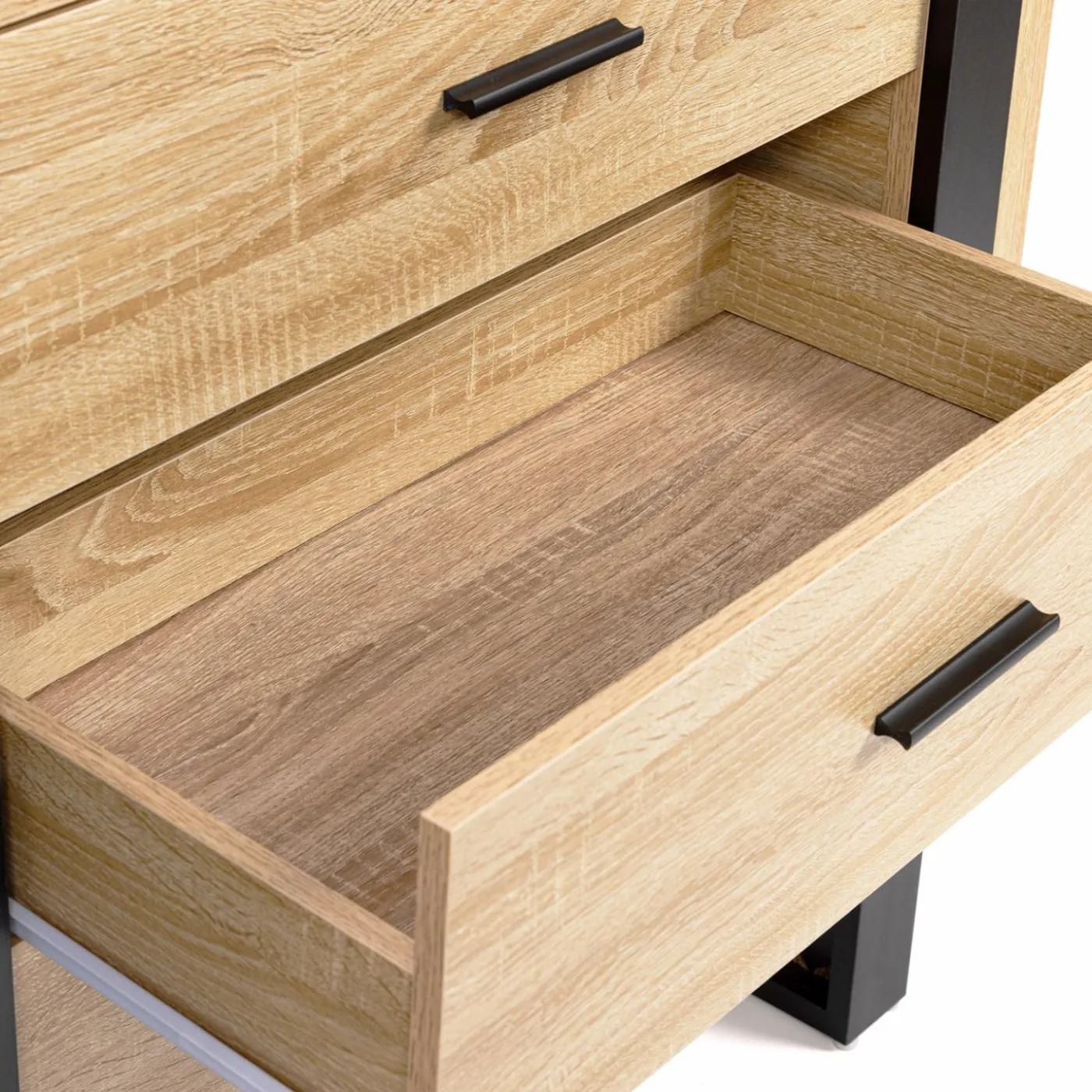 Commode 3 tiroirs design bois et pieds noir