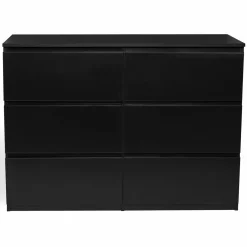 Commode 6 tiroirs design bois noir