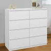 Commode 8 tiroirs en bois blanc 110 cm