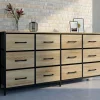 Commode 12 tiroirs en tissu 140 cm design industriel