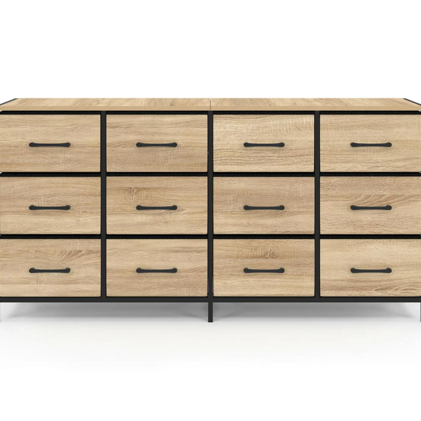 Commode 12 tiroirs en tissu 140 cm design industriel