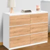 Commode blanc et bois 6 tiroirs