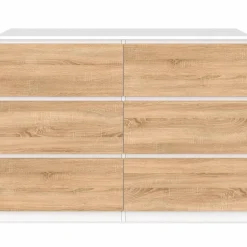 Commode blanc et bois 6 tiroirs
