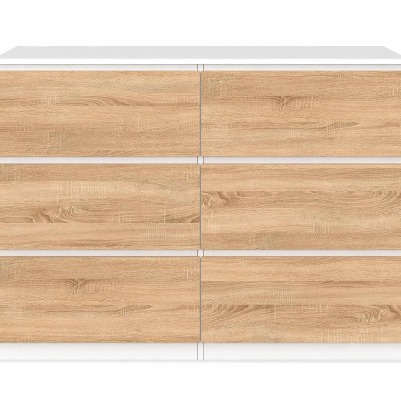 Commode blanc et bois 6 tiroirs