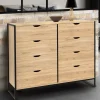 Commode blanc et bois 8 tiroirs au design industriel