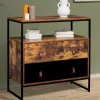 Commode bois et métal avec 2 tiroirs