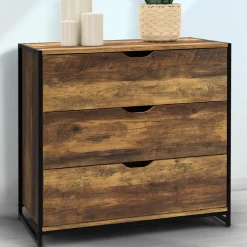 Commode design industriel 3 tiroirs avec étagère