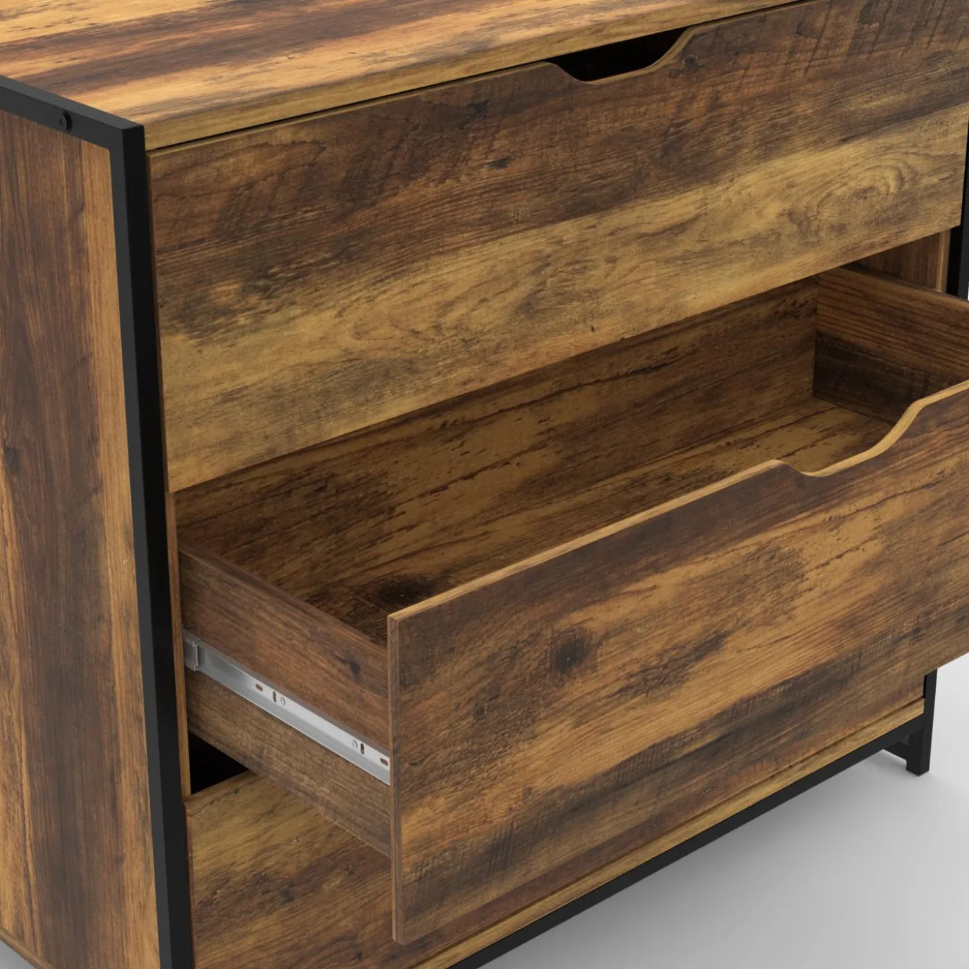 Commode design industriel 3 tiroirs avec étagère