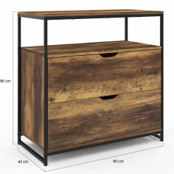 Commode design industriel 2 tiroirs avec étagère