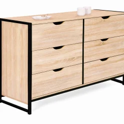 Commode design industriel 6 tiroirs 140 cm