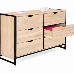 Commode design industriel 6 tiroirs 140 cm
