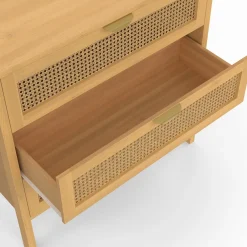 Commode en bois 3 tiroirs cannage 80 cm