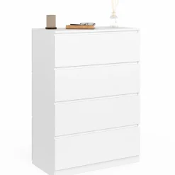 Commode en bois blanc avec 4 tiroirs 75 cm