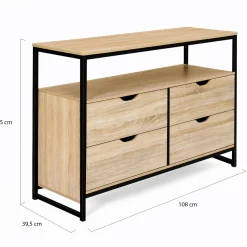 Commode industrielle 4 tiroirs et étagère
