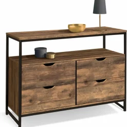 Commode industrielle 4 tiroirs avec étagère
