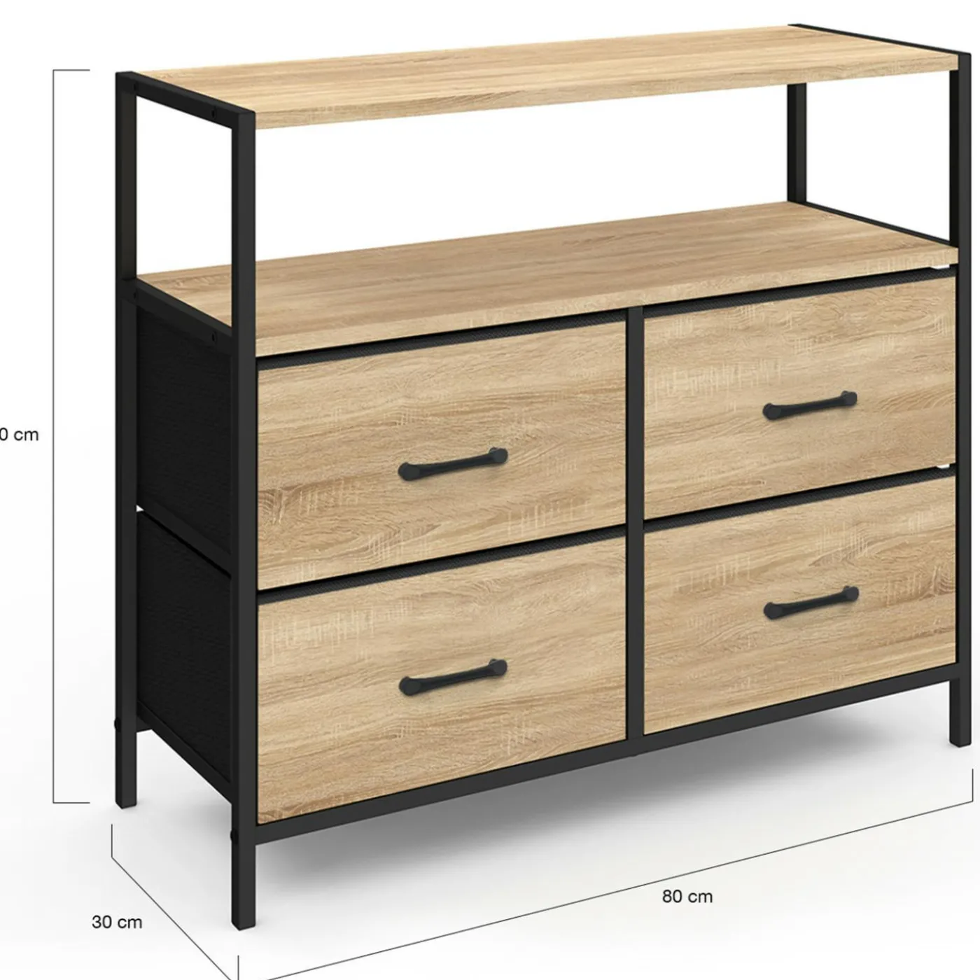 Commode industrielle 4 tiroirs en tissu