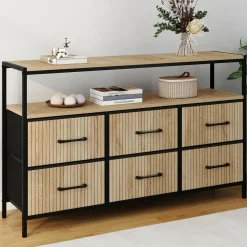 Commode industrielle avec niche effet lattes