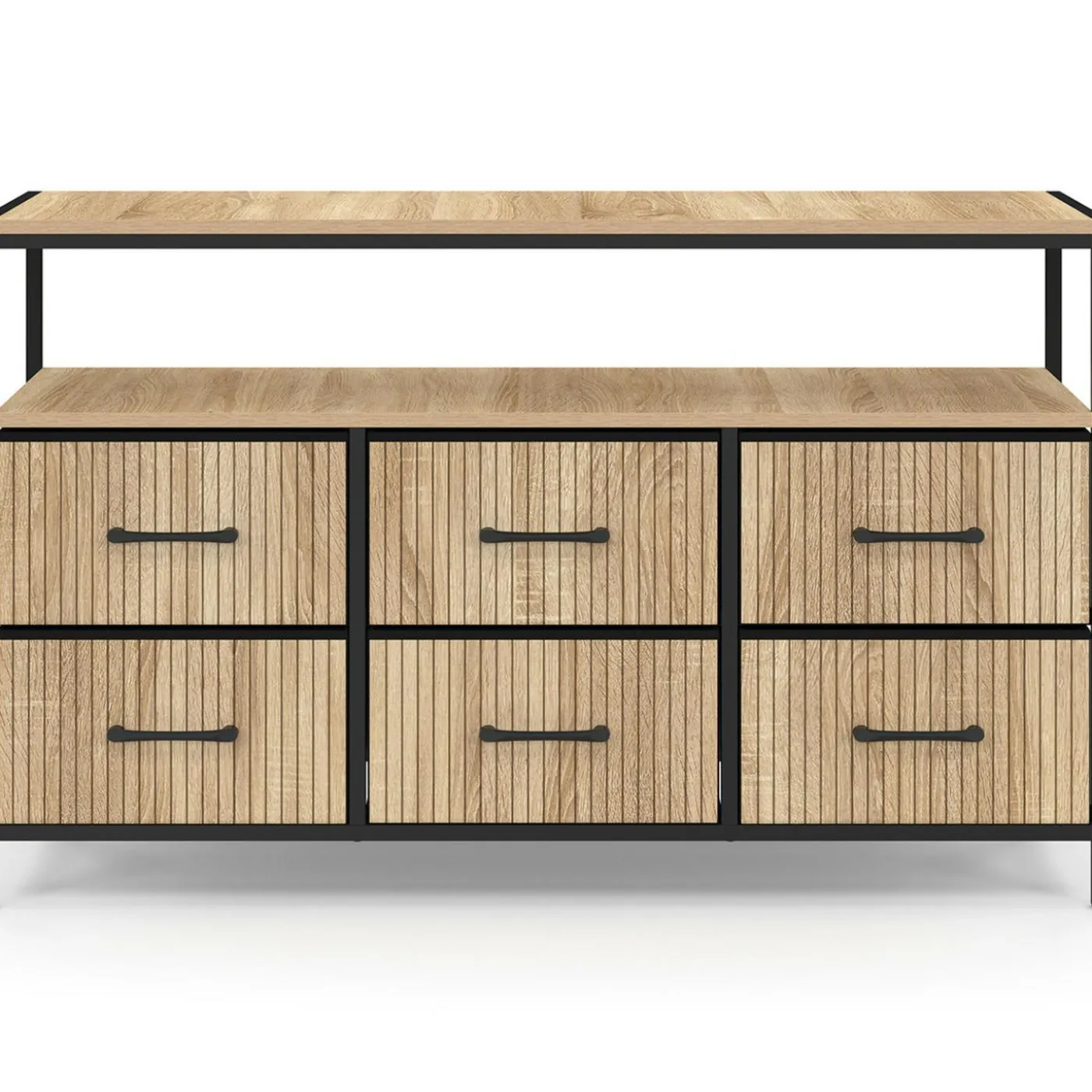 Commode industrielle avec niche effet lattes
