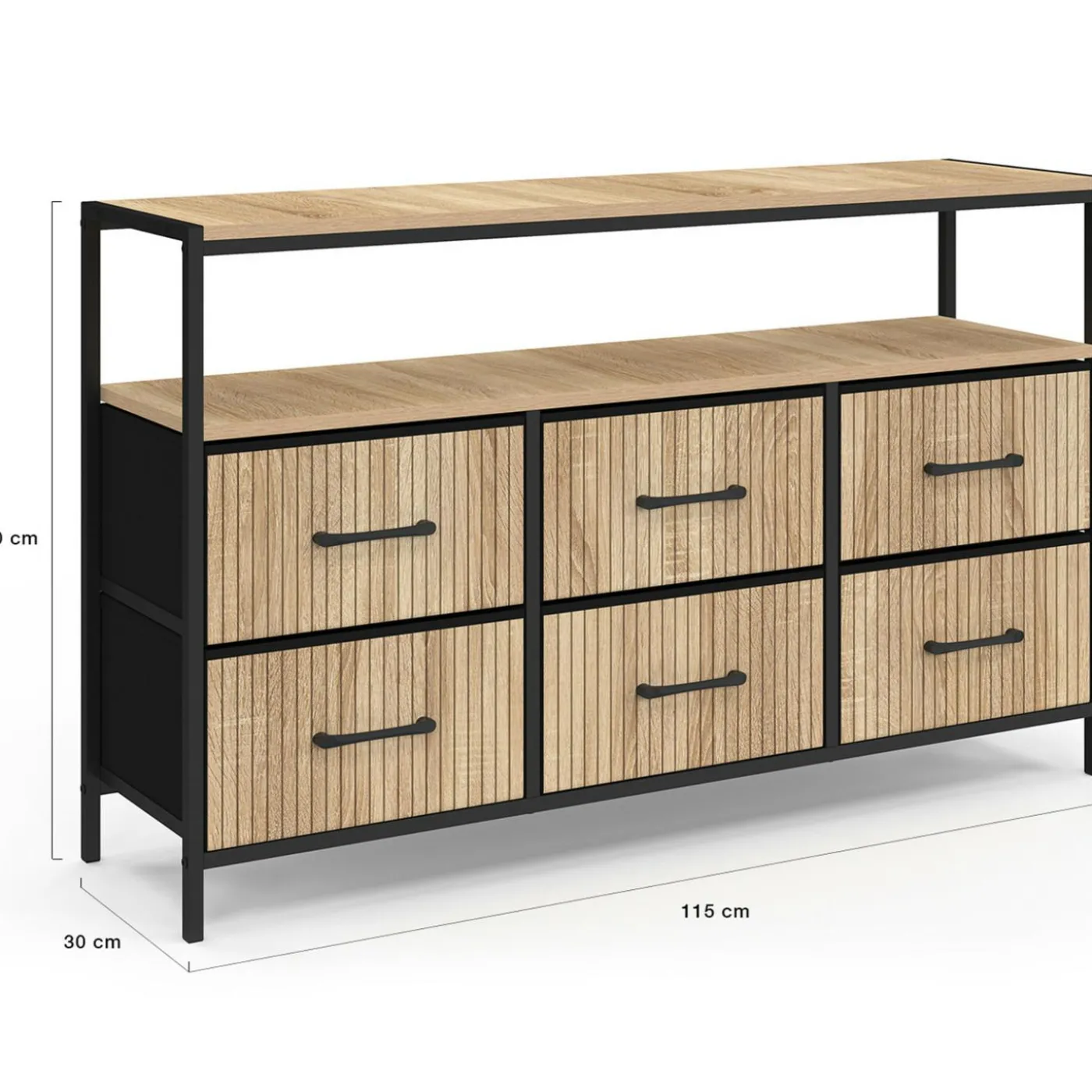 Commode industrielle avec niche effet lattes