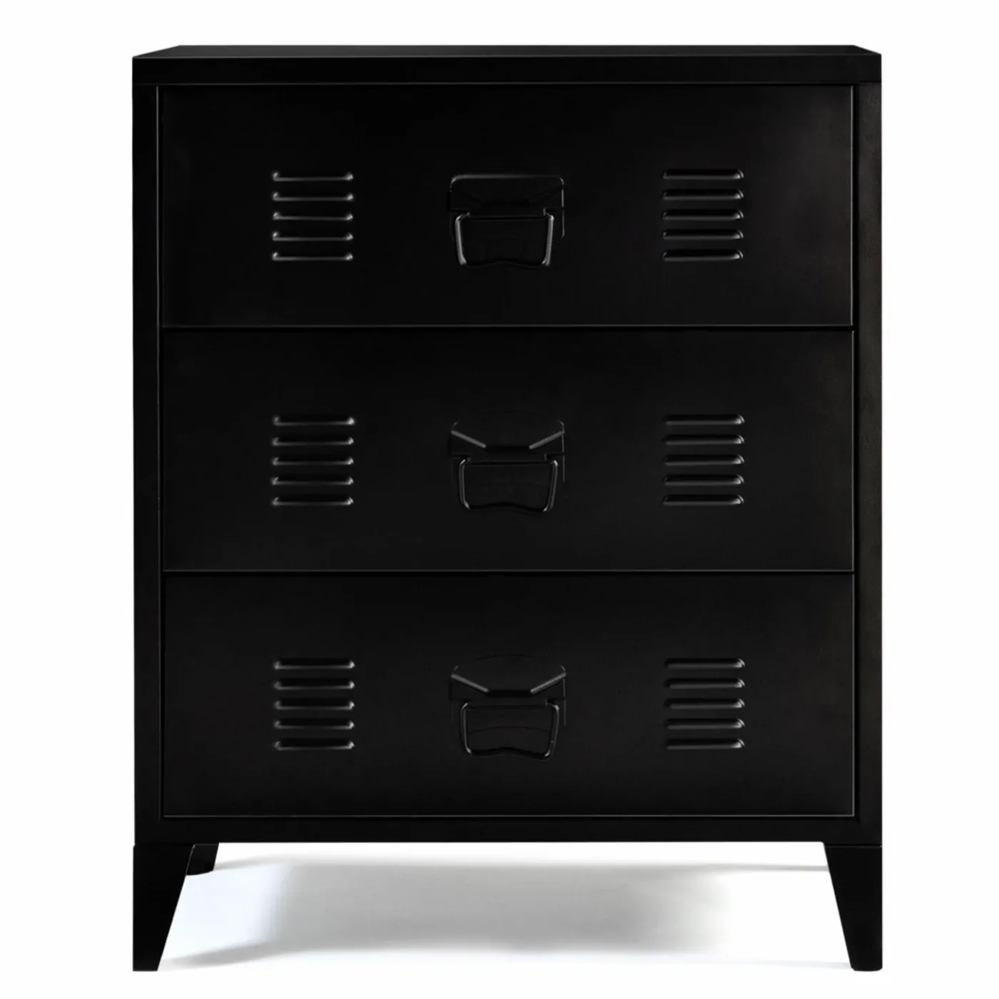 Commode industrielle bois noir 3 tiroirs en métal