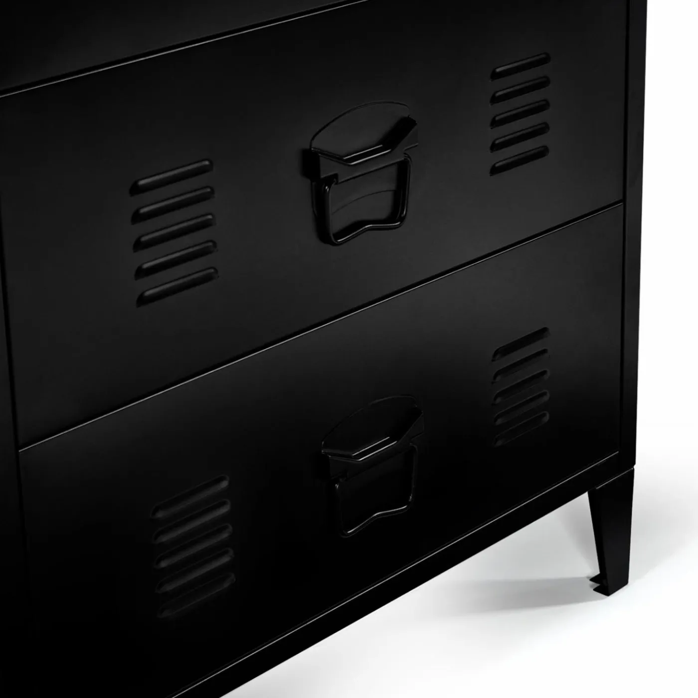 Commode industrielle bois noir 3 tiroirs en métal