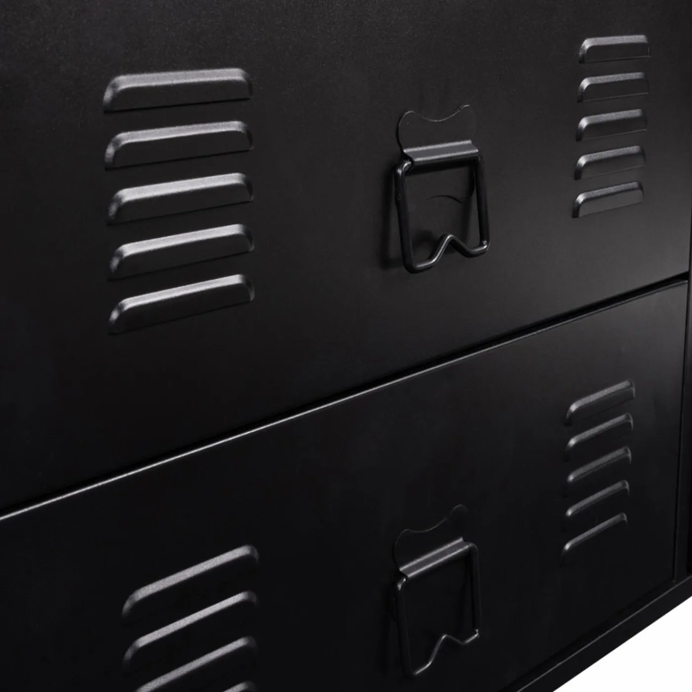 Commode industrielle portes en métal noir avec 4 tiroirs