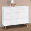 Commode scandinave 6 tiroirs bois blanc