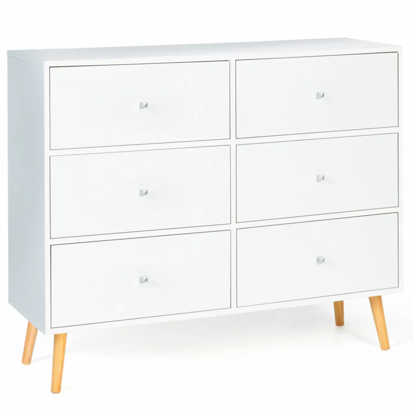 Commode scandinave 6 tiroirs bois blanc
