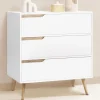 Commode scandinave blanche et bois 3 tiroirs