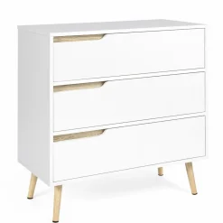 Commode scandinave blanche et bois 3 tiroirs
