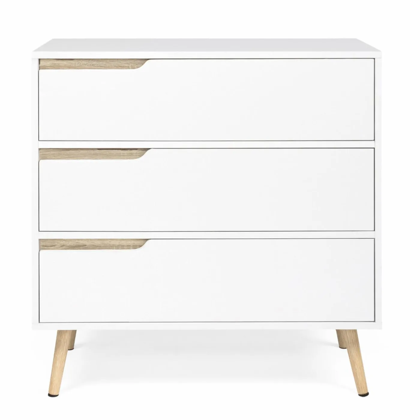 Commode scandinave blanche et bois 3 tiroirs