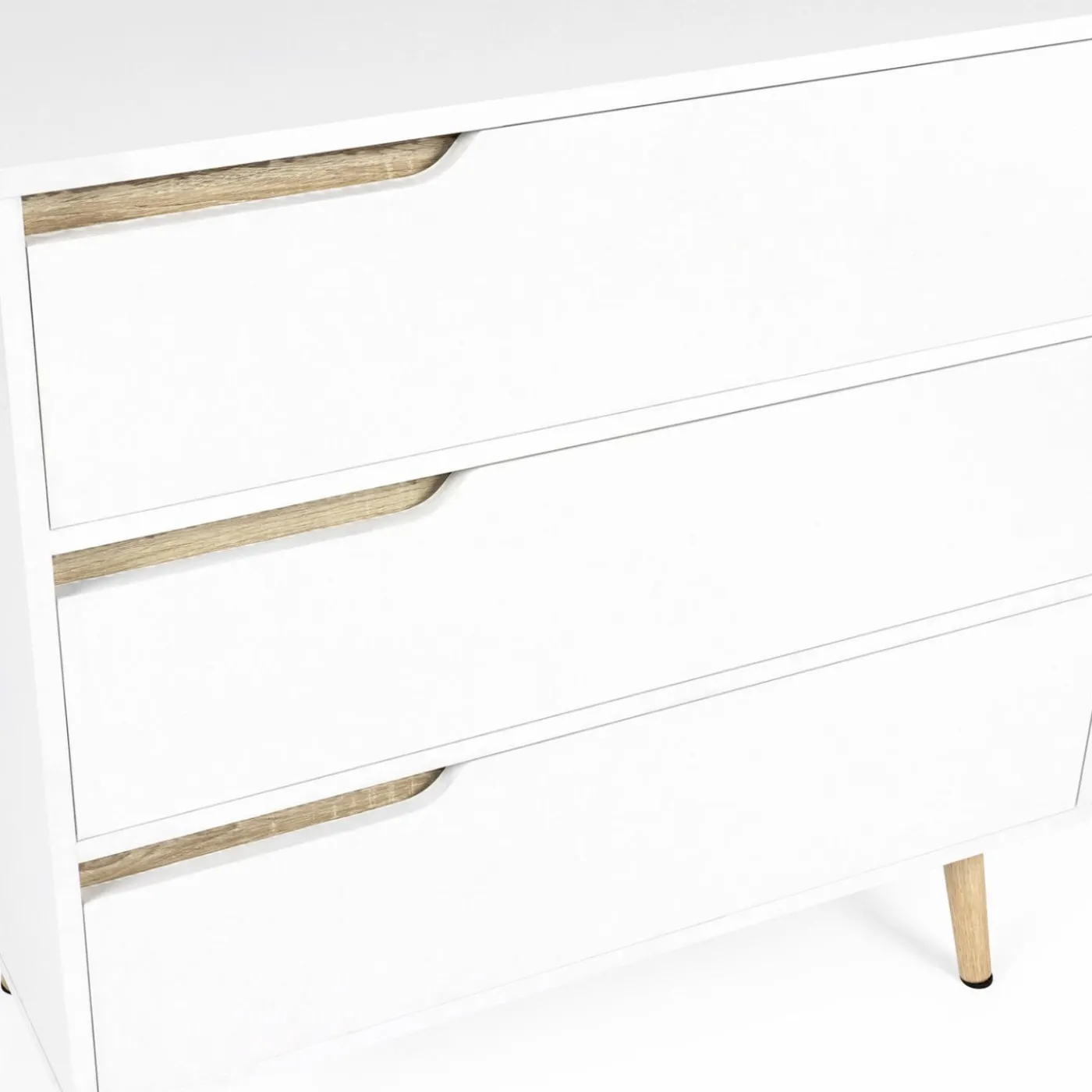 Commode scandinave blanche et bois 3 tiroirs