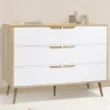 Commode scandinave bois et blanc 115cm