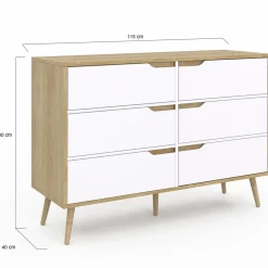 Commode scandinave bois et blanc 115cm
