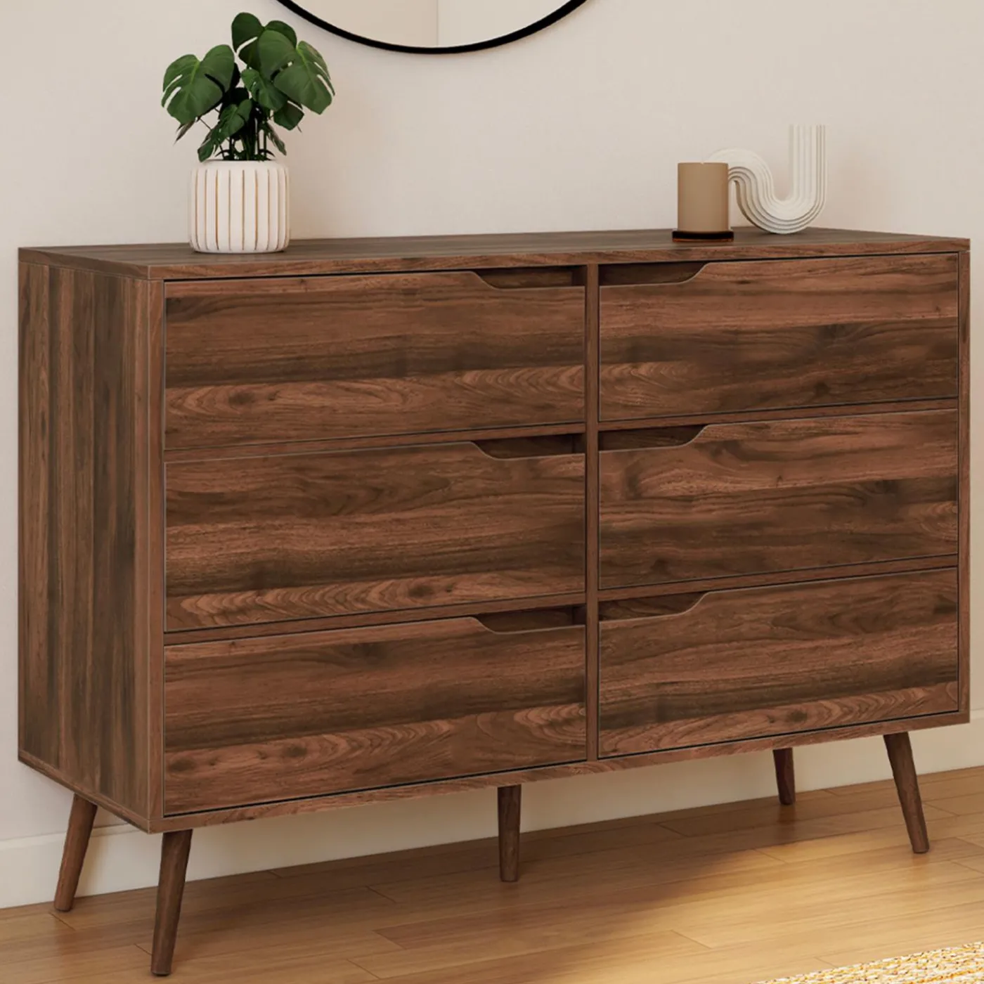 Commode scandinave effet noyer